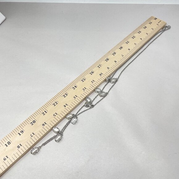 Ann Taylor Crystal Drop Necklace Silver-Tone Long‎ Classic Elegant Dressy - Picture 11 of 11